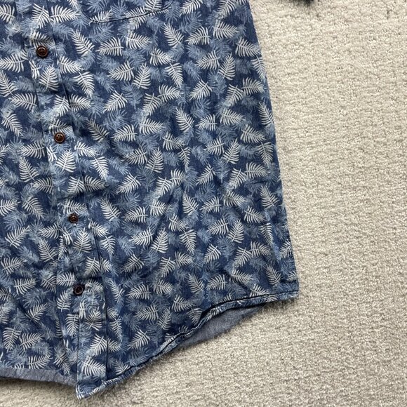 Rue Saint Patrick MTL Floral Blue Collared Casual Button Down Party Shirt Men M* - Picture 5 of 14